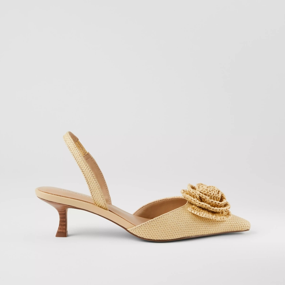 NWT Ann Taylor Nip Toe Rafia W Flower Slingback Pump